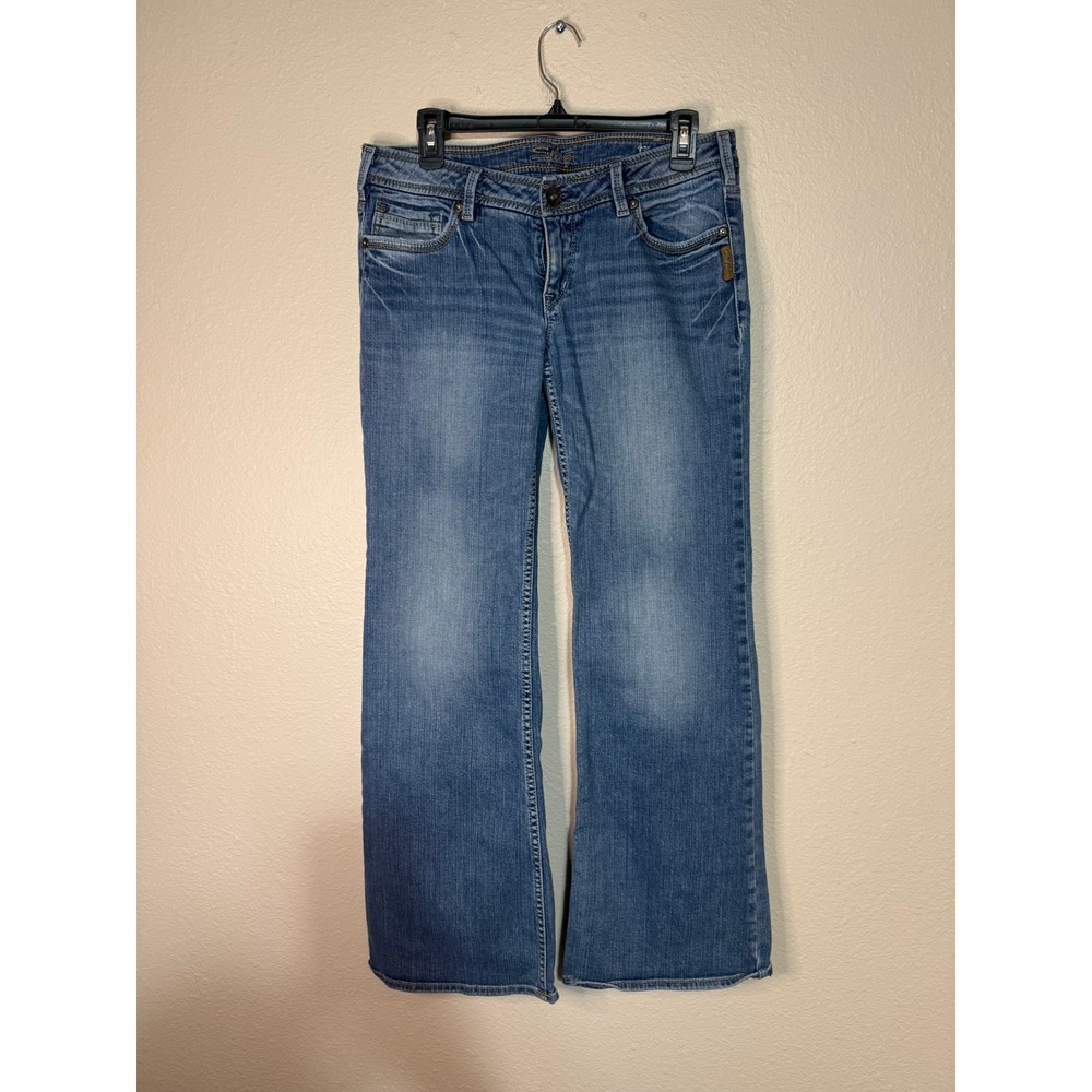 Silver Jeans Co TIA Bootcut Jeans Medium Wash Embroidered Pockets 32x33 L1444